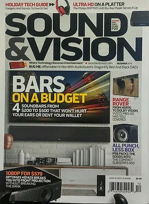 Sound & Vision Dec 2016 Bars On A Budget Holiday Tech Guide FREE SHIPPING Sb • $19.95