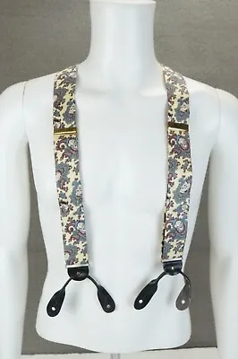 Vintage Mickey Mouse Silk Suspenders Disney Paisely & Faces Adjustable • $24.99