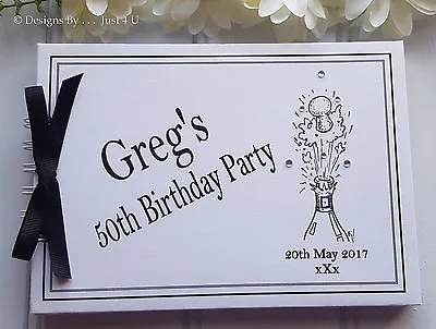 PERSONALISED MALE 16th 18th 21 30 40 50 60 70 80+ GUEST BOOK /PHOTO ALBUM  • £16.99