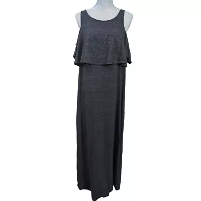 Jessica Simpson Nursing Maxi Dress Womens M Gray Cold Shoulder Long • $24.99