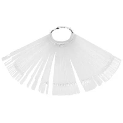 50pcs Nail Art False Tips Sticks Display Fan Design(Steel Ring Transparent) • £4.07