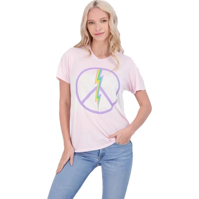 $6.07 • Buy Lauren Moshi Womens Pink Electric Peace Crew Neck Tee T-Shirt Top S  0353