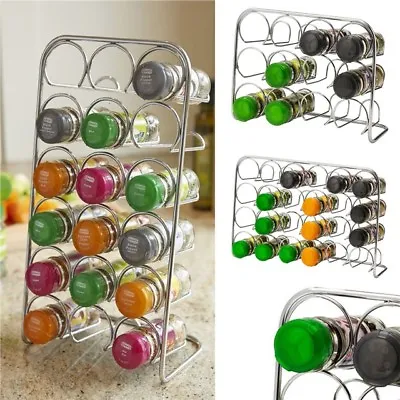 Pisa® Spice Rack Chrome Metal Stand Kitchen Cooking Jar Organiser Free Standing • £15.99