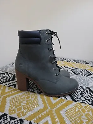 £59.99 • Buy EUC Womens Timberland Tillston 6  High Heeled Ankle Boots Size 8 Green - Grey 