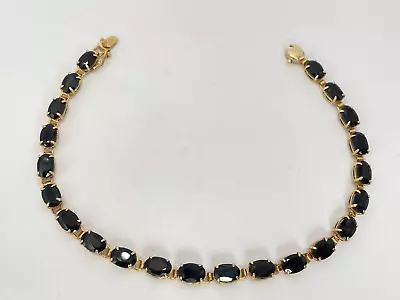 14ct Gold Ladies Sapphire Tennis 7 1/4  Bracelet. Goldmine Jewellers. • £325