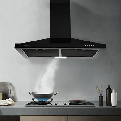 30in Wall Mount Range Hood 3-Speed Vent Ducted/Ductless Black Mechanical Control • $139.99