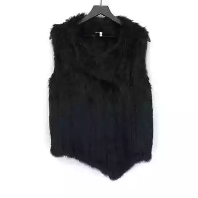JOIE Andoni Rabbit Fur Vest Black S • $299
