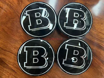 Mercedes Centre Caps 75mm Brabus Emblems Logo Alloy Wheel Badges Gloss Black OE • $34.99