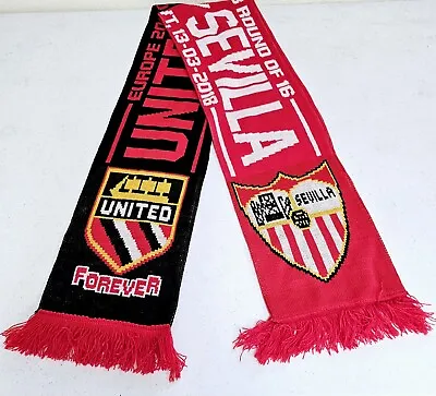 Manchester United Vs Sevilla Europe 2017/18 Round Of 16 Busby Way O/T 51  Scarf • $12.99