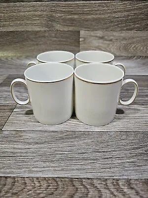 Vtg Thomas Rosenthal Tea Cup Set Of 4 White Gold Trim • $26.99