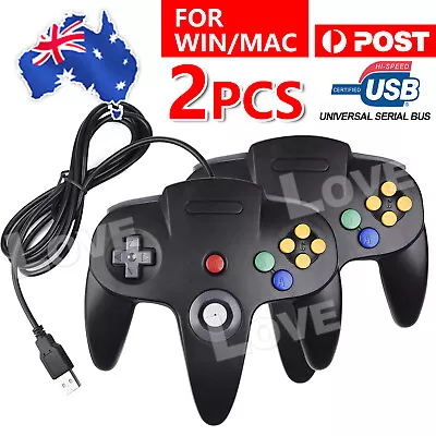 2x New Nintendo 64 N64 Games Classic Gamepad Controllers For Usb To Pc/mac • $29.95