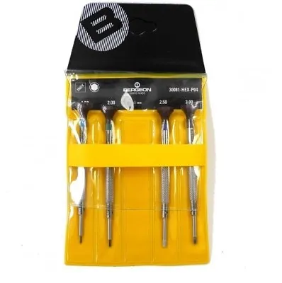 Bergeon 30081-HEX-P04 Set Of 4 Screwdrivers Hexagonal Blades - HS30081-HEX-P04 • $111.06