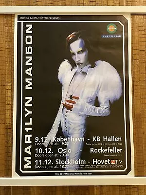 *RARE* Marilyn Manson Sweden Norway Concert Tour Poster Mechanical Animals VTG • $50