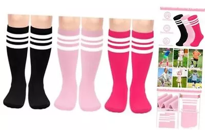 3 Pairs Kids Soccer Socks 3-6 Years Rose White & Pink White & Black White • $17.64