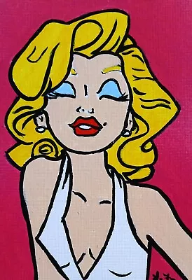 ACEO ORIGINAL ATC Marilyn Monroe HAND PAINTED ACRYLIC SIGNED • $5.95