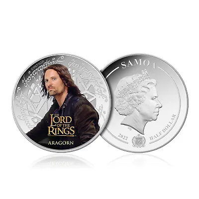 The Lord Of The Rings Aragorn Colour Silver Plated Half Dollar Coin Samoa 2022 • £31.99