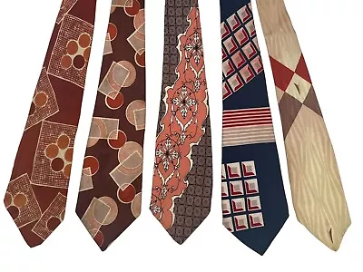 5 LOT 1940s Neck Ties 1950s Neckties 1930s Necktie 40s Ties Vintage 40's Tie • $17.50