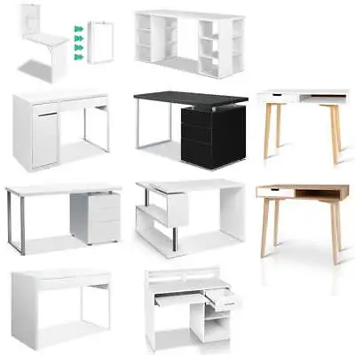 $177.46 • Buy Artiss Corner Computer Desk Office Study Desks Table Drawers Shelves White Black