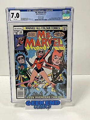 Marvel Comics Ms Marvel 18 1st Appearance Mystique CGC 7.0 X Men 1978 Avengers • £170