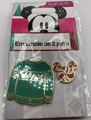 Disney Store Holiday 2018 Ugly Sweater Mickey Icon Candy Christmas 2 Pin Set Noc • $14.95