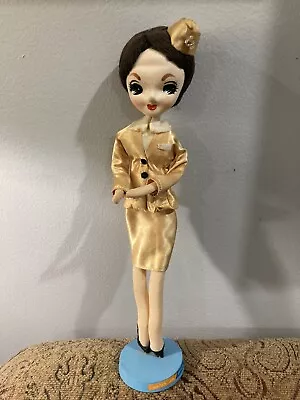 1960’s Big Eye Airline Stewardess MOD Doll Stockinette Japan RARE Vntg Bradley? • $54.49