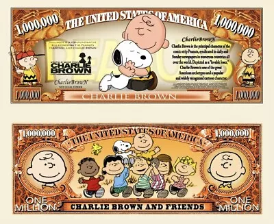 Charlie Brown Peanuts Collectible Pack Of 100 Novelty 1 Million Dollar Bills • $19.95