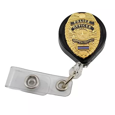 $11.99 • Buy Police Badge Reel Retractable ID Card Holder Security Lanyard Lightweight Black