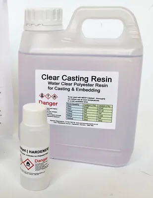 £16.50 • Buy Clear Resin 1KG Water Clear Casting  Cast  - Basic Kit 