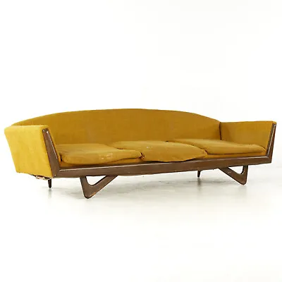 Adrian Pearsall Style Mid Century Walnut Gondola Sofa • $4595