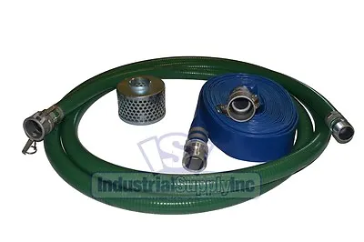 PVC Green Standard Suction Hose | 2  X 20FT | Regular Kit | 75 FT Blue Discharge • $179.65
