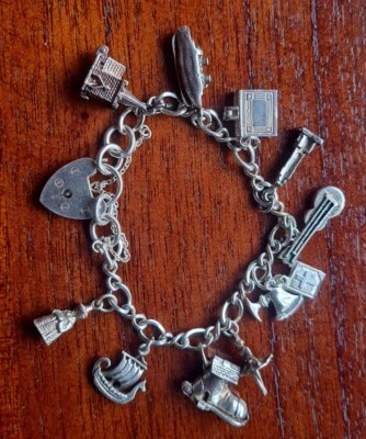 £30 • Buy Vintage Sterling Silver Charm Bracelet With Nuvo Charms & More