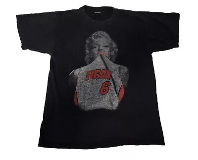 Miami Heat Marilyn Monroe Lebron James #6 Black T Shirt Size Medium Cut Tag • $10.99