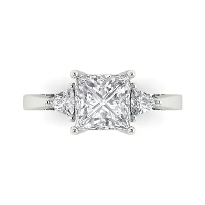 2.32Ct Princess Cut Lab Created Moissanite White Gold Three-Stone Ring • $311.58