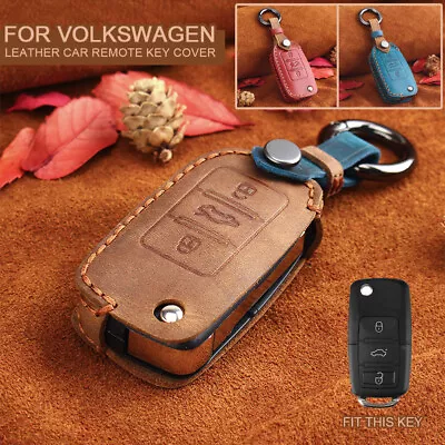 Leather Key Case Cover For VW Jetta MK6/MK5 POLO Golf GTI Beetle Passat Tiguan • $15