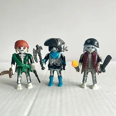 Playmobil Figures: 6592 Trio Of Ghost Pirates With Fire Torches & Weapons • £12