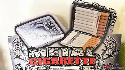 Cigarette Case Box Double Sided High Quality Metal Shine Finished Random Design • $6.99