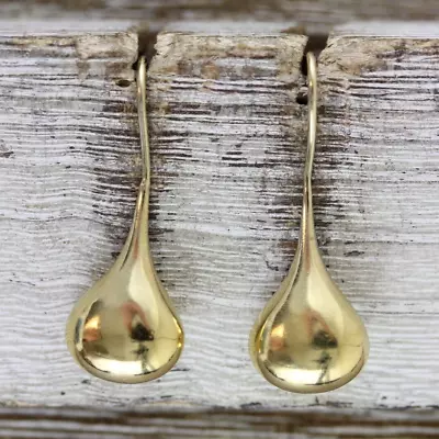 Vintage Teardrop Sterling Silver Dangle Drop Earrings 925 Southwest Gold Plated • $32