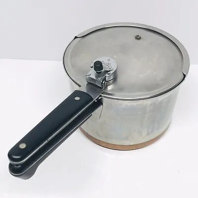 Revere Ware 1801 4Qt Pressure Cooker Copper Bottom Stainless Steel - Vintage • $22.49