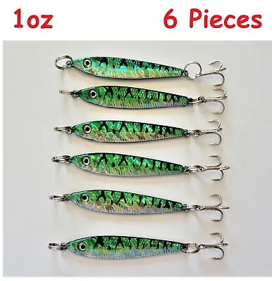  1oz Mega Live Bait Metal Jigs Green Mackerel 6 Pieces Saltwater Fishing Lures  • $12.99