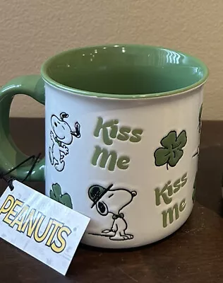 Peanuts Snoopy St Patrick's Day Mug New Clover Single Kiss Me • $19.99