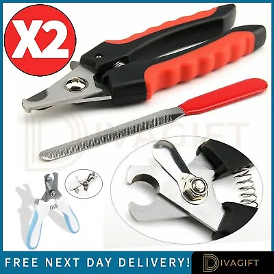 2 X Pet Nail Clippers Cat Dog Rabbit Animal Claw Trimmer Grooming + Nail File • £4.99