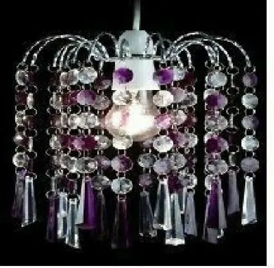 Chandelier Style Ely Ceiling Light Shade Droplet Pendant Acrylic Crystal Bead • £11.49