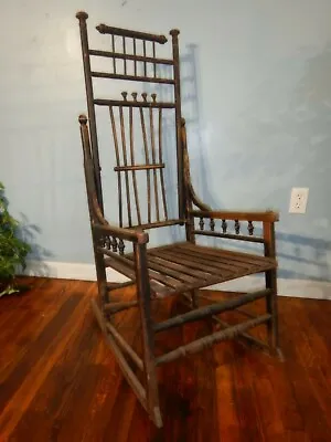 Antique Victorian Ball & Stick Rocking Chair Small Adult Youth Rocker • $86