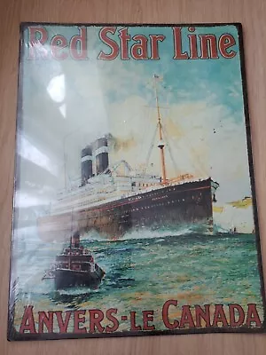 SIGN METAL WALL PLAQUE  RED STAR LINE Travel Poster Art Print Picture • £4