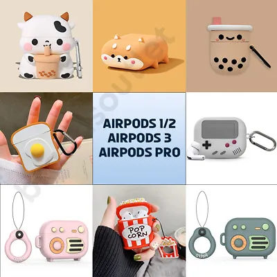 $9.90 • Buy Airpods Case 1 2 3 Pro Cute Cartoon Shockproof Silicone Cover Keychain 4 Apple