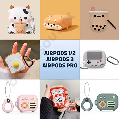 $15 • Buy Airpods Case 1 2 3 Pro Cute Cartoon Shockproof Silicone Cover Keychain 4 Apple