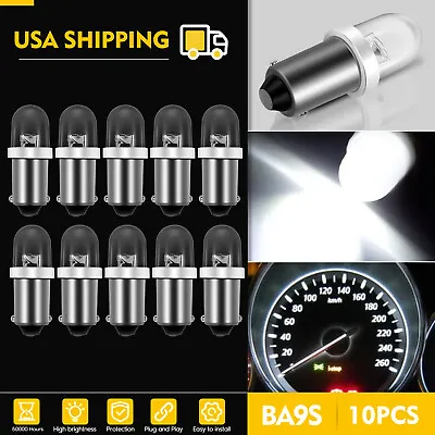 10 BA9S Xenon White LED Instrument Panel Light Bayonet 1895 Dash Bulbs For Chevy • $7.15