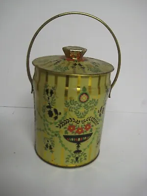 Vintage 7” Murray Allen Regal Crown Metal Tin Canister Floral Vase Candy Tin • $19.99