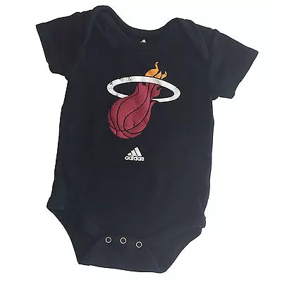 NBA Baby Heat Miami Team Logo Adidas Snap Crotch Romper Size 12 Months Black • $25