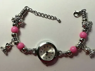 Handmade Silver And Stainless Steel CAT / KITTEN Watch Bracelet With 4 Charms . • £11.99
